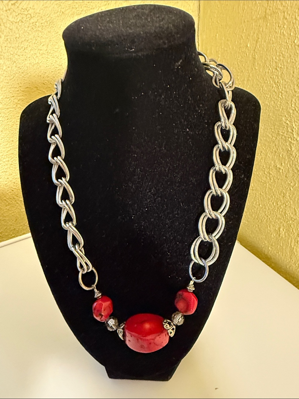 Bold Red Beaded Statement Necklace - Women Jewelry